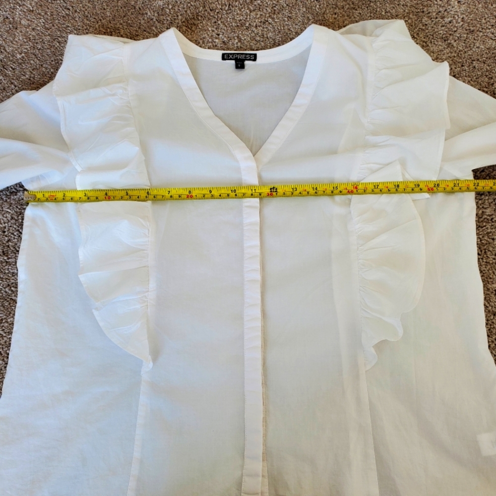 Express Women's Ruffle Blouse, White (Size L) - Picture 7 of 7